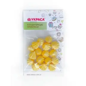 Set Decor din Pasta de Zahar - Mini bezele - galben inchis cu alb - YKPACA