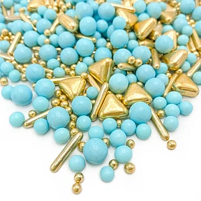 Sprinkles - Boy Gang (Perle Albastre și Bastonașe Aurii) - 450g - Happy Sprinkles