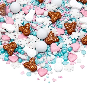 Sprinkles - Frosty Magic - Mix de Iarnă Alb, Bleu și Argintiu - 90g - Happy Sprinkles