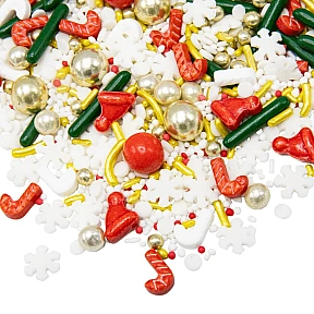 Sprinkles - Wonderful Christmas Time - Mix de Crăciun Roșu, Verde și Auriu - 90g - Happy Sprinkles