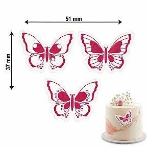 Set 288 decor ciocolata Alba - FLUTURI alb cu rosu - Dr Gusto