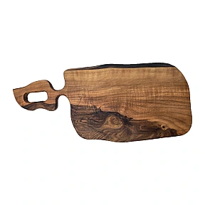 Tocător din Lemn de Nuc Masiv cu Mâner Sculptat - Realizat Manual - 51 x 20 x 2,5 cm