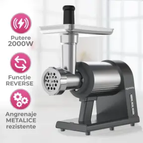 Mașină Multifuncțională de Tocat 4in1 - Carne, Roșii, Cârnați, Răzuit și Feliat - 2000W, Angrenaje Metalice, 1,8 kg/min -Anyta Cooking