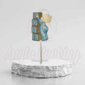 Topper Tort „Belelus Albastru” - 19.5 x 6.5 cm - Anyta Cooking 