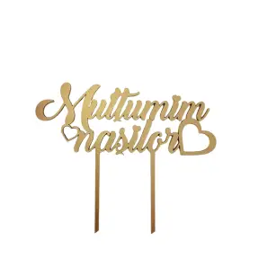  Topper Tort C ,MDF,Auriu - Multumim Nasilor- Anyta Cooking