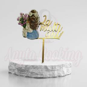 Topper Tort „La multi ani, fata buchet lalele” - 17 x 15 cm - Anyta Cooking 