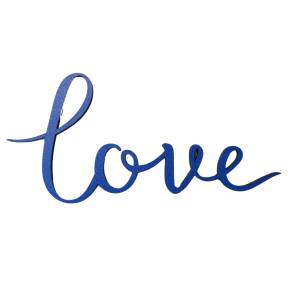 Topper Tort MDF - LOVE Albastru - 15 cm