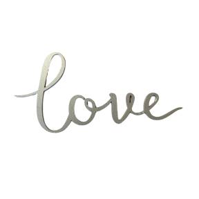 Topper Tort MDF - LOVE Argintiu / Silver - 15 cm