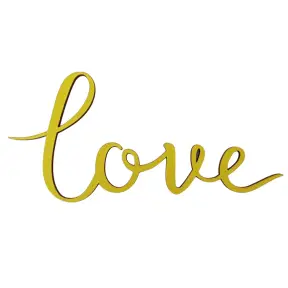Topper Tort MDF - LOVE Galben - 15 cm