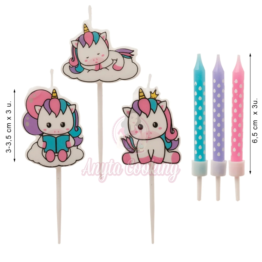 Set lumanari tort UNICORNIO 2D - Dekora