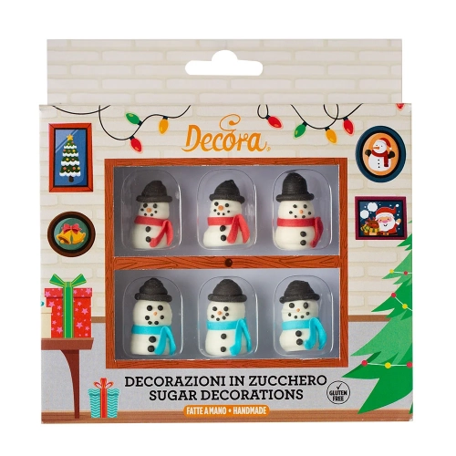 Set 6 decoruri din zahar Om de zapada 3D - Decora