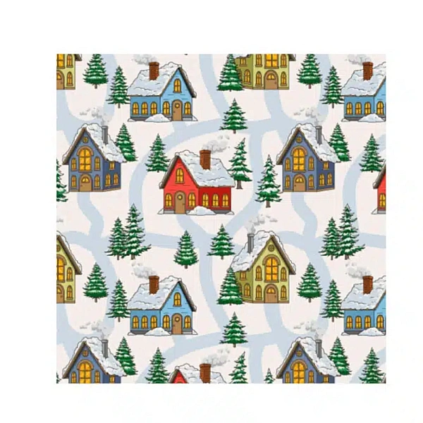 Cutie cu insertie pentru briose si dulciuri - Sat de Crăciun - 17,5x17,5x8,5h cm - Decora