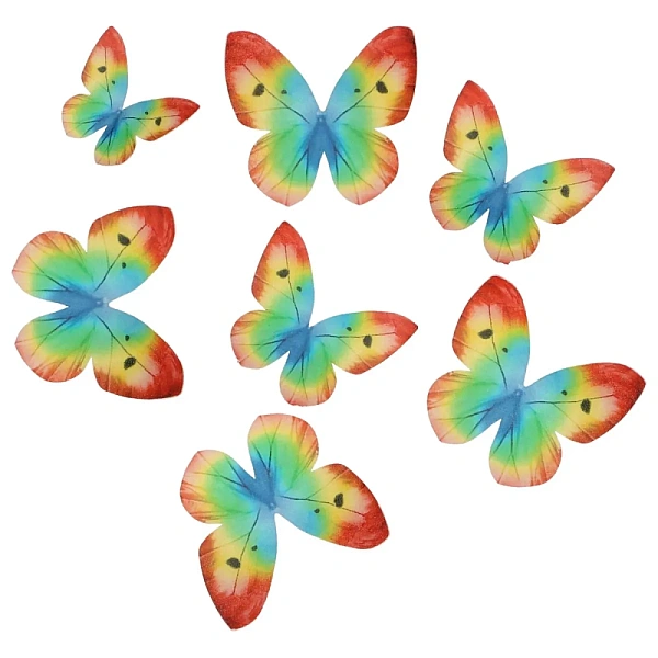 Set 8 decorațiuni comestibile din vafa Fluturi Culorile Curcubeului - Wilton