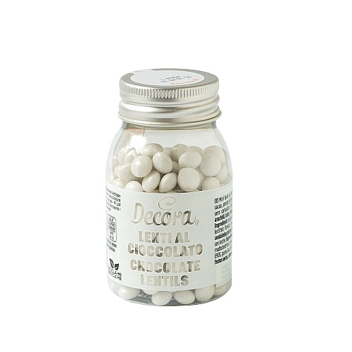 Decor din ciocolata cu lapte - ALB - 80 g - ⌀ 10 mm - Decora
