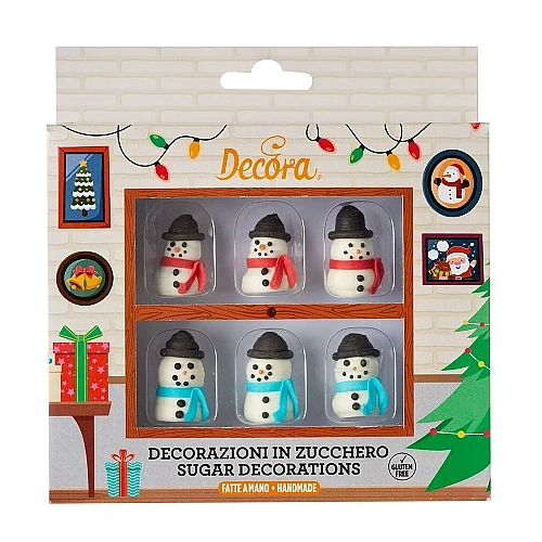 Set 6 decoruri din zahar Om de zapada 3D - Decora