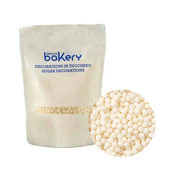 Perle / Perlute din zahar 7mm - ALB SIDEF / White - 1Kg - Decora Bakery