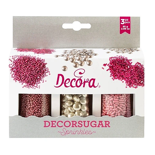 Set Perlute / Decoruri - Argintiu si Roz - 85g - Decora