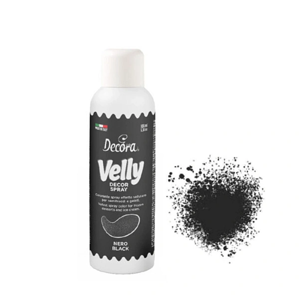 Spray alimentar cu efect de catifea/velvet - 100ml - NEGRU - Decora