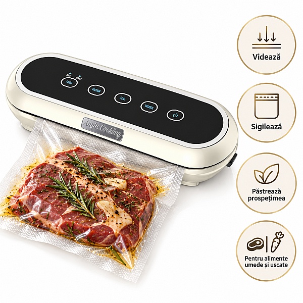 Aparat de Vidat Alimente Retro Crem, Sigilare Dublă, 3 Moduri &ndash; Anyta Cooking