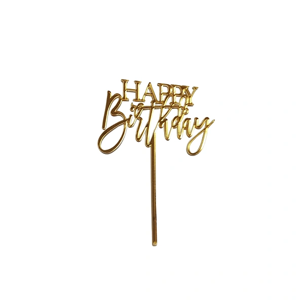 Topper Tort, Happy Birthday, auriu, acril - Anyta Cooking