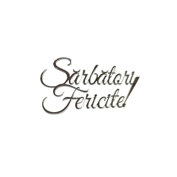 Topper Tort, Sarbatori fericite, argintiu, acril - Anyta Cooking