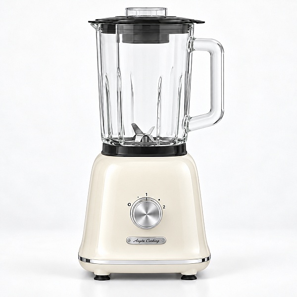 Blender Retro Vintage 1200W, Vas Sticlă 1,6L &ndash; Crem-  Anyta Cooking