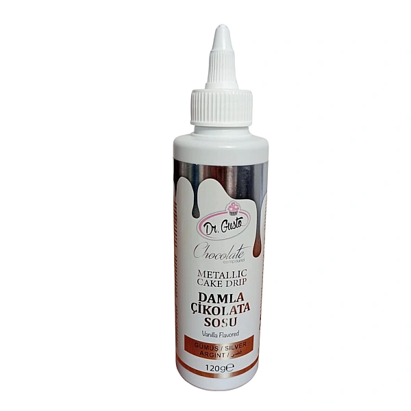 Glazura de ciocolata - Cake Drip - ARGINTIU METALIZAT - 120g - Dr Gusto