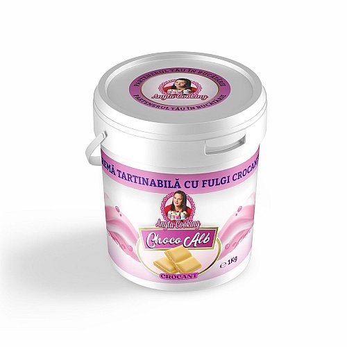 Cremă tartinabilă cu fulgi crocanti &ndash; CHOCO ALB &ndash; 1 kg &ndash; Anyta Cooking