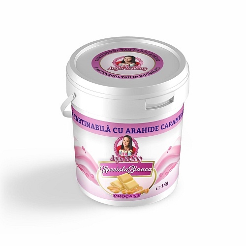 Cremă tartinabilă cu fulgi crocanti &ndash; NOCCIOLA BIANCA &ndash; 1 kg &ndash; Anyta Cooking (Lichidare Stoc)