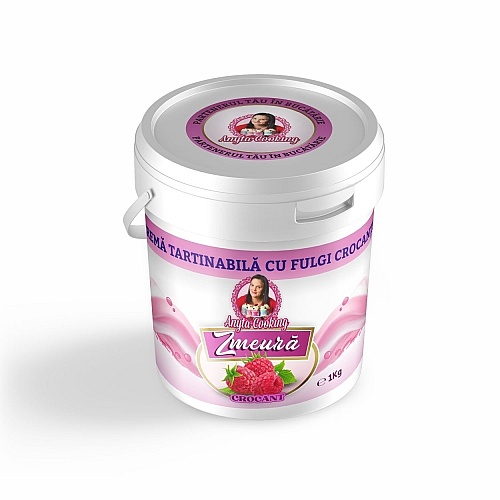 Cremă tartinabilă cu fulgi crocanti &ndash; ZMEURA &ndash; 1 kg &ndash; Anyta Cooking
