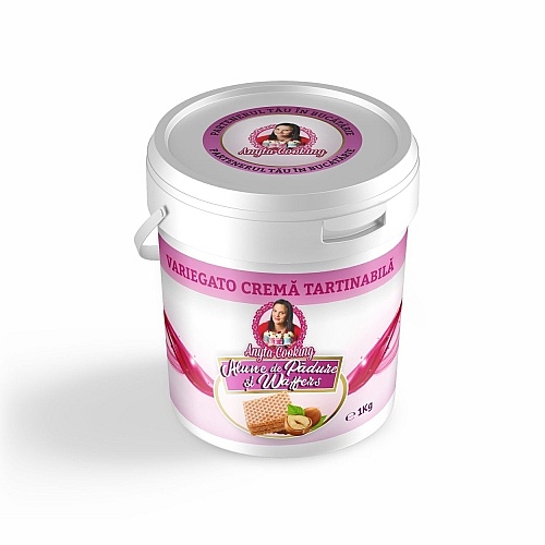 Variegato Cremă Tartinabilă de Ciocolată &ndash; ALUNE DE PADURE SI WAFFERS  &ndash; 1 kg &ndash; Anyta Cooking