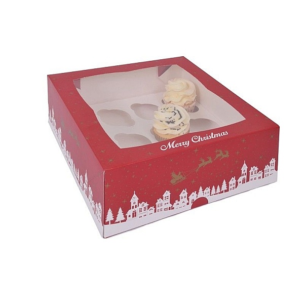 Cutie pentru 12 Briose Craciun-28,8 x 28,8 x 10 cm-House of Marie - Anyta Cooking