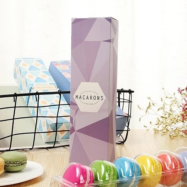 Cutie pentru 6 Macarons + PVC -Light Purple-23x6x4.5 cm-Anyta Cooking - Anyta Cooking