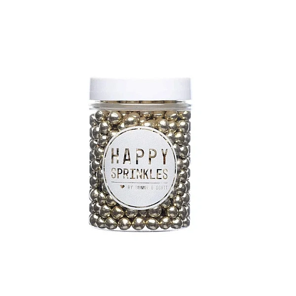 Decor din Ciocolată - Perle Aurii Metalizate - Gold Choco S - 80g - Happy Sprinkles