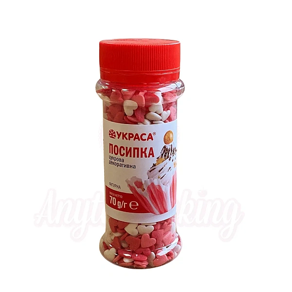 Decor din Zahar &ndash; 70 gr &ndash; Inimioare Roz &ndash; YKPACA