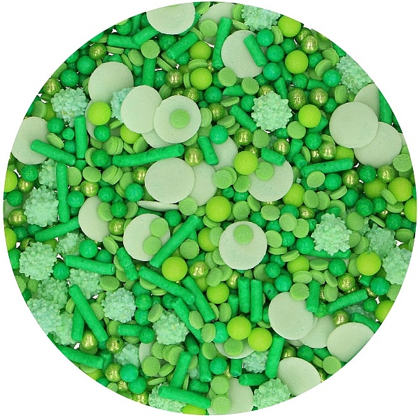 Decor din zahar &ndash;Sprinkle Medley Green &ndash; 65 gr &ndash; Funcakes - Anyta Cooking