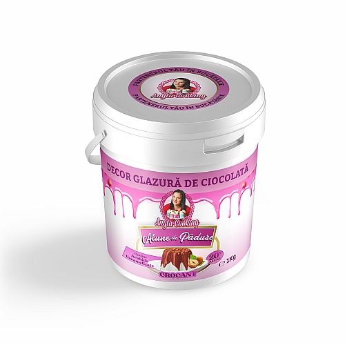 Decor Glazură de Ciocolată &ndash; ALUNE DE PADURE 20%(cu crocant) &ndash; 1kg &ndash; Anyta Cooking (L)