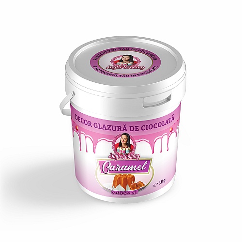 Decor Glazură de Ciocolată &ndash; CARAMEL (cu crocant)&ndash; 1kg &ndash; Anyta Cooking  (Lichidare de Stoc)