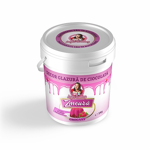 Decor Glazură de Ciocolată &ndash; ZMEURA (cu crocant)&ndash; 1kg &ndash; Anyta Cooking