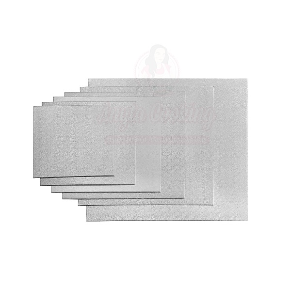 Disc pentru tort, PATRAT, argintiu -2mm grosime-Anyta Cooking
