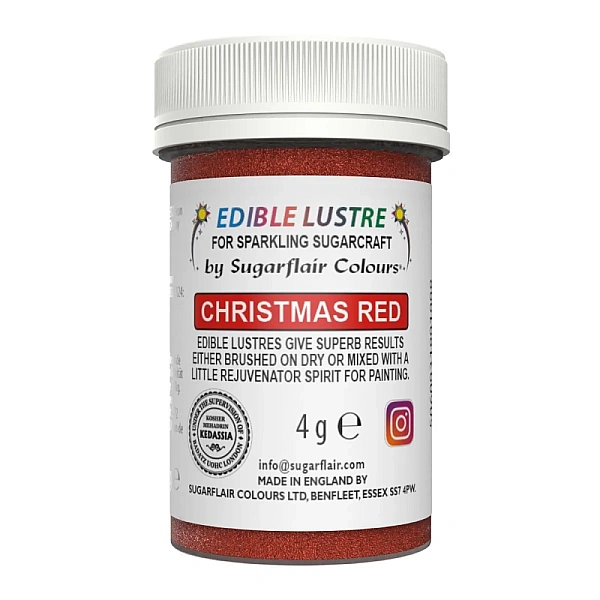 Colorant alimentar pudră comestibilă strălucitoare &ndash; Christmas Red &ndash; Edible Lustre 4g &ndash; Sugarflair