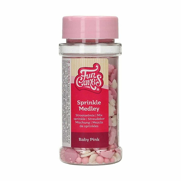 Decor din zahar Sprinkle Medley Baby Pink - 50 g - Funcakes