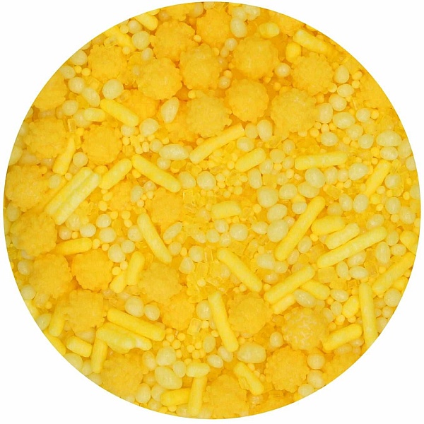 Decor din zahar &ndash; Sprinkle Medley Yellow / Galben &ndash; 70g &ndash; Funcakes