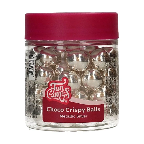 Bilele crocante de ciocolată-(&oslash;15 mm) &ndash; METALLIC SILVER -130gr - Funcakes