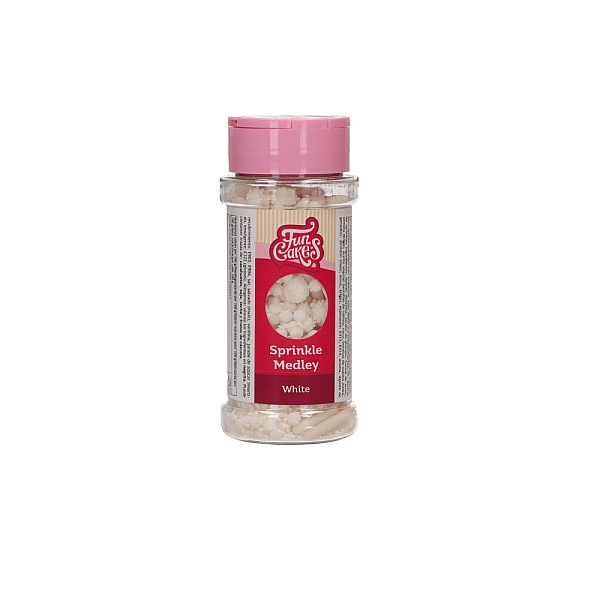 Decor din zahar Sprinkle Medley White - 65g - Funcakes