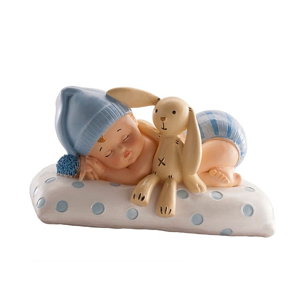 Figurină de tort pentru botez &ndash; Băiețel cu iepuraș, 105x65x65 mm- Dekora - Anyta Cooking