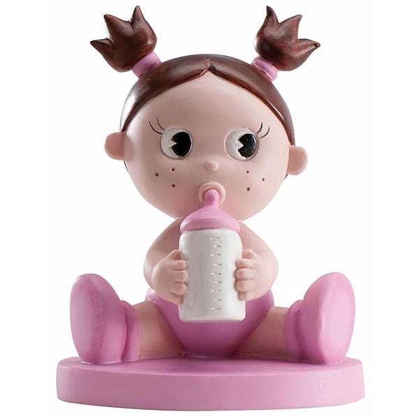 Figurină de tort pentru botez &ndash; Fetiță cu biberon, 10 CM- Dekora - Anyta Cooking