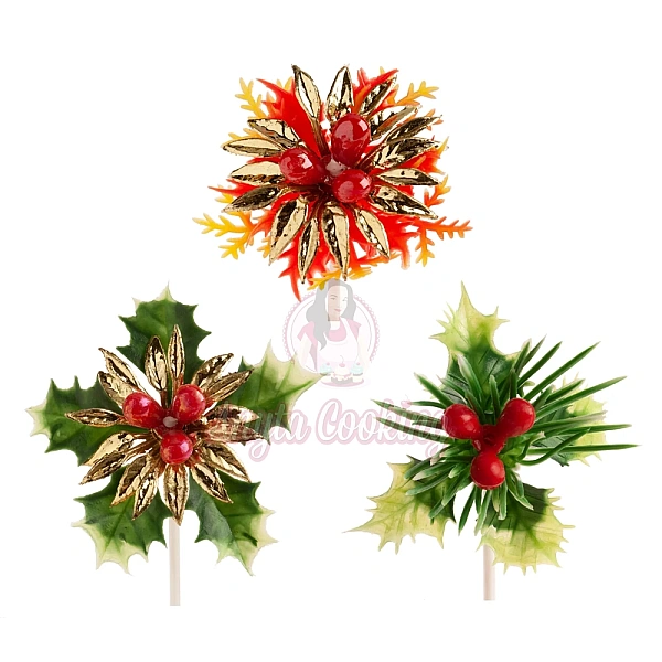Set 4 flori de Craciun din plastic - 167x73x200 mm - Dekora