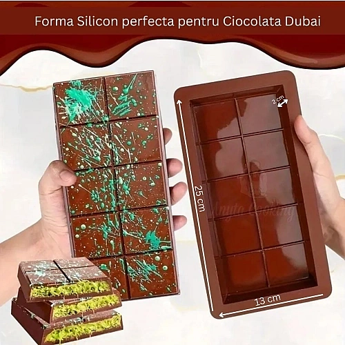 Forma din Silicon pentru Tableta de Ciocolata (Dubai) - 25x13 cm, Ad&acirc;ncime 2 cm