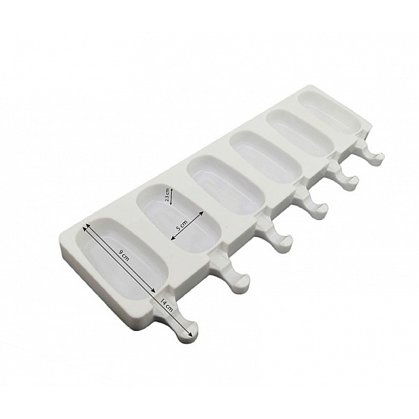 Forma Silicon &Icirc;nghețata 6 cavități + bețe - 9x5cm - Cesil